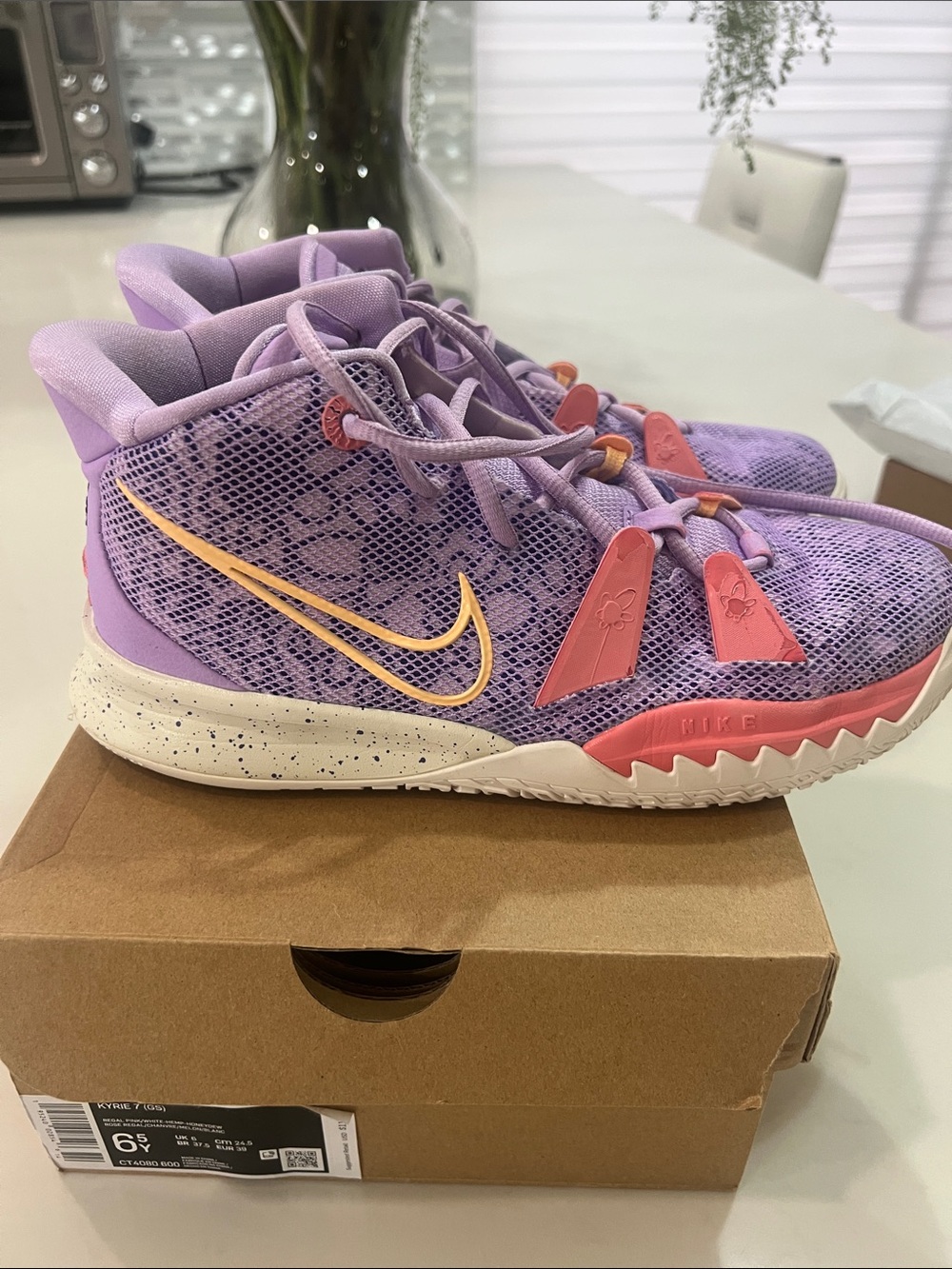 Nike Purple Basketball Sneakers with Pink and Yellow Accents
